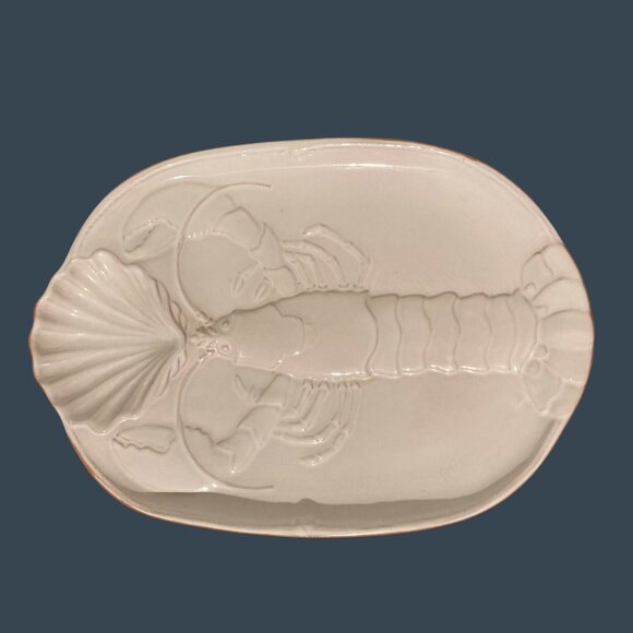 Romertoph Lobster Platter White Glazed Terracotta Rosa Reco Oval Serving Dish - Picture 1 of 6